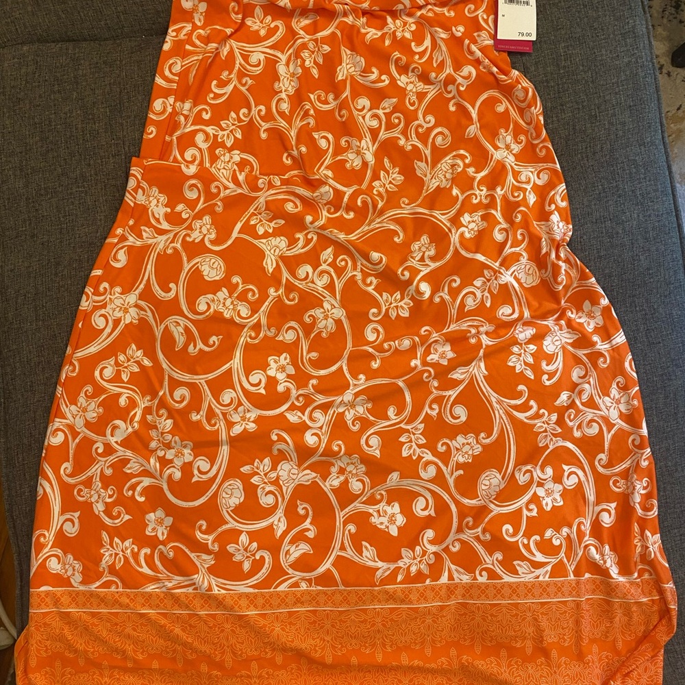 Vince Camuto Orange and White Sarong with Floral Design